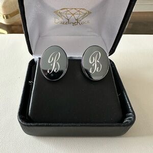 Vintage hématite cufflinks letter B